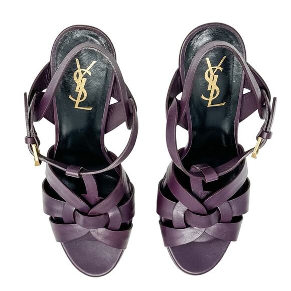 Saint Laurent YSL Tribute 135 Plum Purple Platform Strap Heels Sandals size 40 - Picture 5 of 15